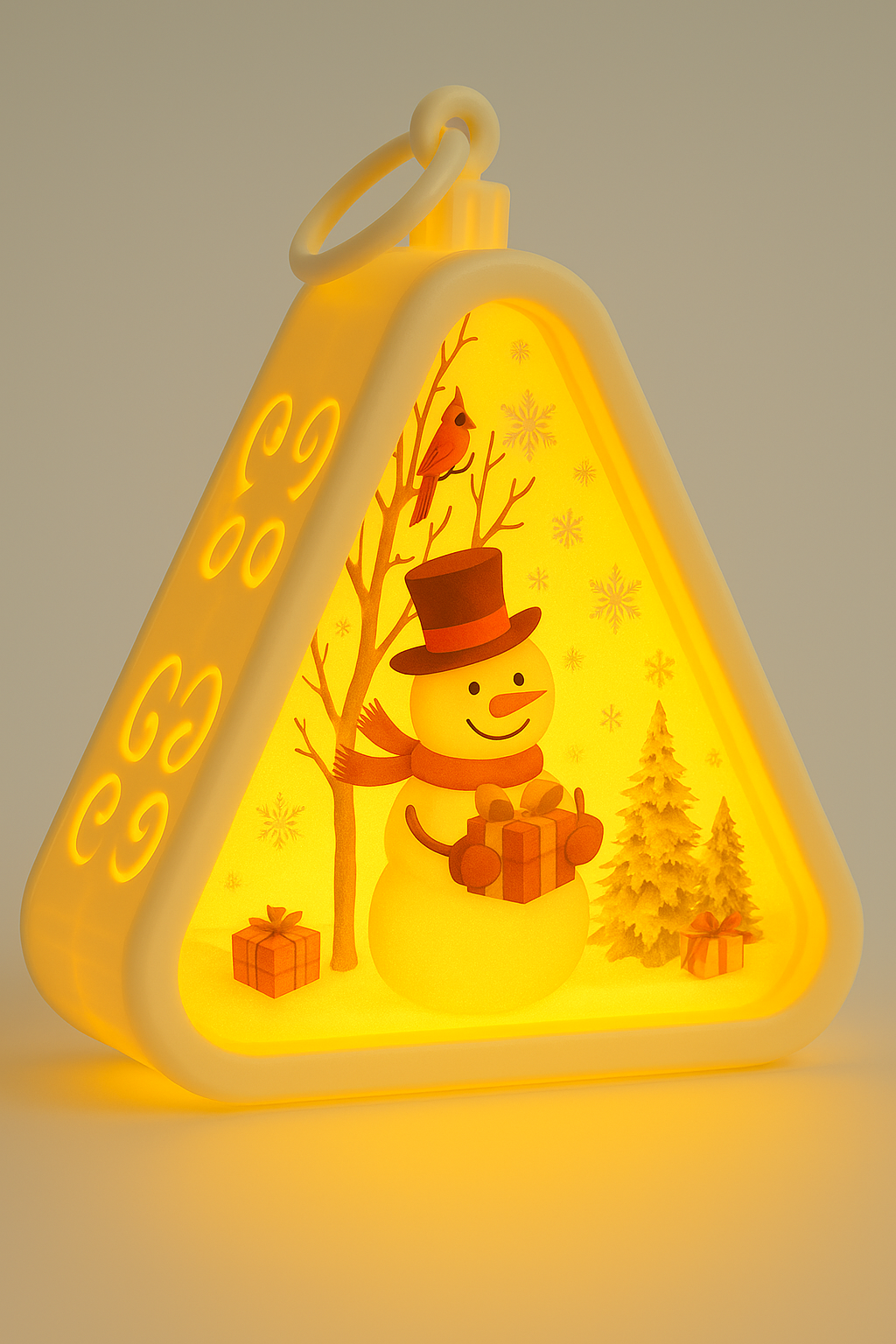 Mini LED Weihnachtslaterne – Dreieckige 3D Festivallampe – Warmes Leuchten, Tischdeko & Weihnachtsornament
