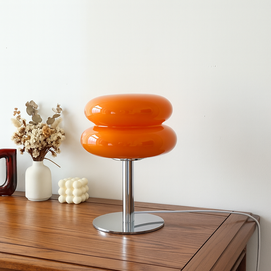 Macaron Glas Tischlampe – Trikromatische Dimm-Atmosphärenlampe für Wohnzimmer, Schlafzimmer & Nachttisch | Sanftes Licht & Augenschutz