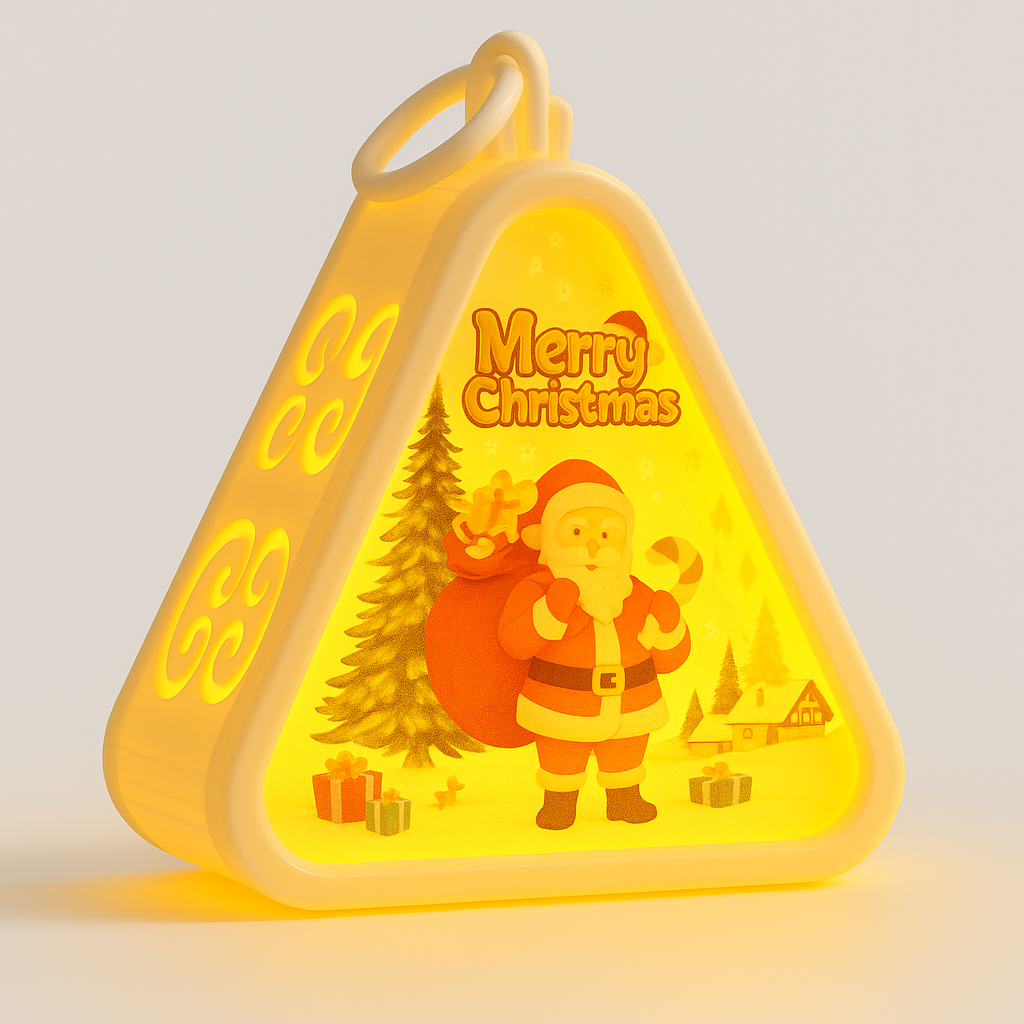 Mini LED Weihnachtslaterne – Dreieckige 3D Festivallampe – Warmes Leuchten, Tischdeko & Weihnachtsornament