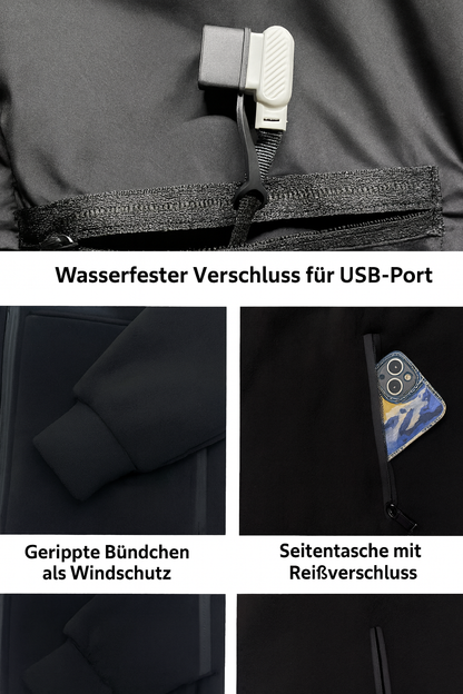 Beheizte Fleece Jacke mit 8 Zonen-Heizung – Unisex Winterjacke mit Windschutz
