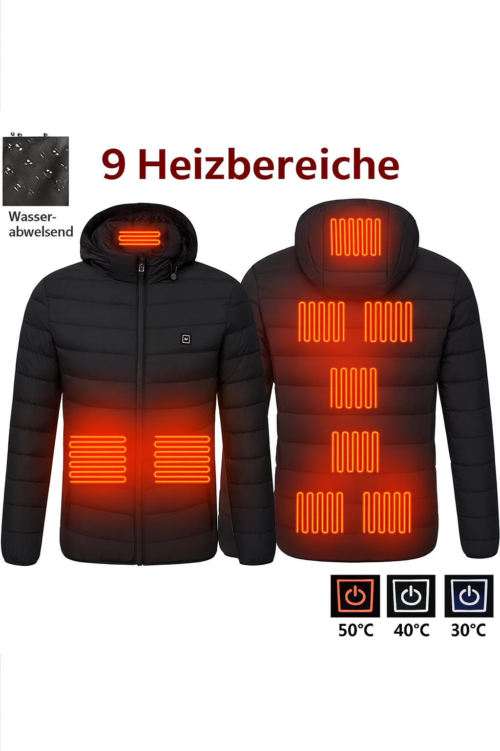 Beheizbare Pufferjacke mit 3 Heizzonen – USB Wärmejacke für Damen & Herren