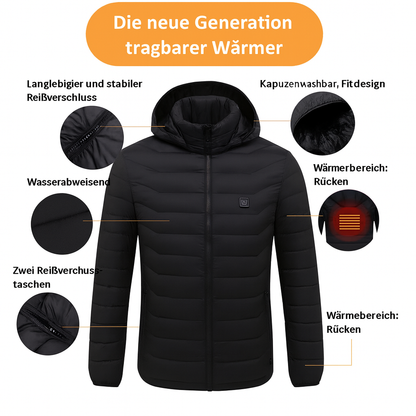 Beheizbare Pufferjacke mit 3 Heizzonen – USB Wärmejacke für Damen & Herren