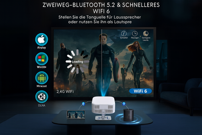 VisionGo - Premium Smart Beamer – Android 13, 1080P, WiFi 6, BT 5.2, 12000 Lumen