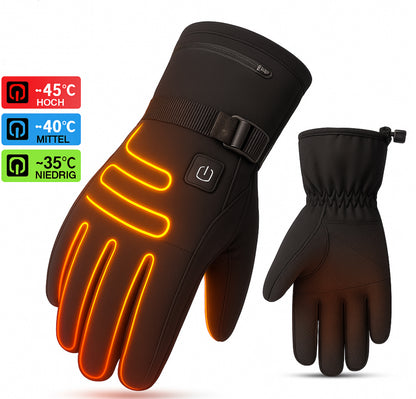 Beheizte Winter Handschuhe, Wasserdicht mit Touchscreen – Wiederaufladbare Thermo-Handschuhe aus Nylon & PU für Damen und Herren