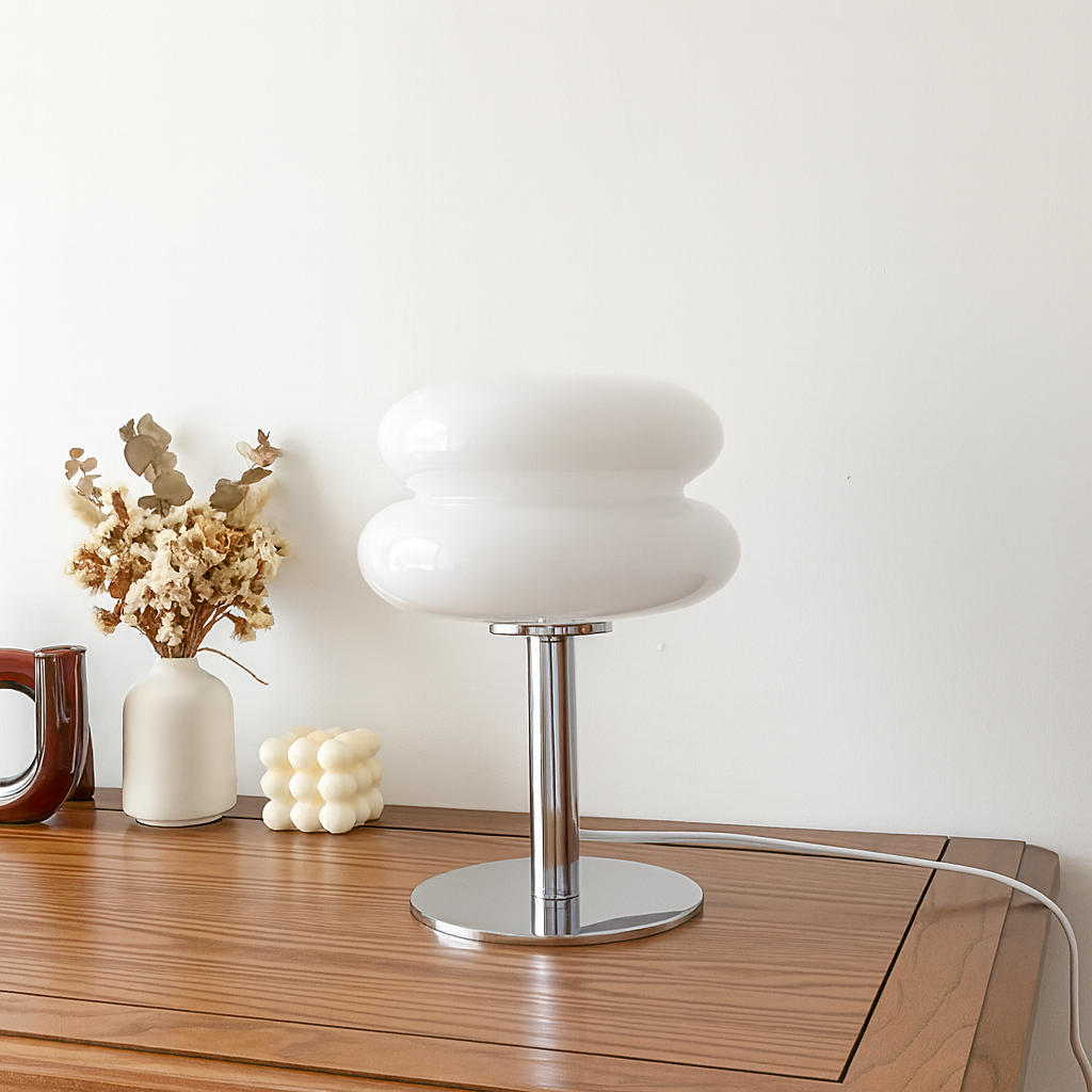 Macaron Glas Tischlampe – Trikromatische Dimm-Atmosphärenlampe für Wohnzimmer, Schlafzimmer & Nachttisch | Sanftes Licht & Augenschutz