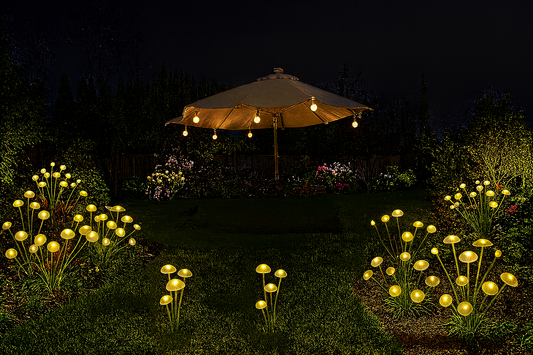 Solar Quallen Gartenlichter – 6-LED Pilz Bodenstecker mit 600 mAh Akku, atmosphärische Außenbeleuchtung für Garten & Rasen