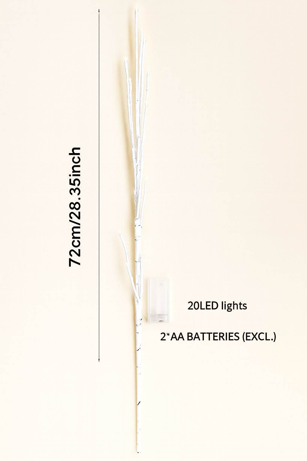 LED Birkenzweig Lichter – 72 cm dekorativer Leuchtzweig mit 20 warmweißen LEDs, batteriebetrieben & flexibel formbar