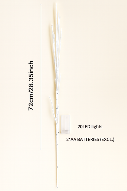 LED Birkenzweig Lichter – 72 cm dekorativer Leuchtzweig mit 20 warmweißen LEDs, batteriebetrieben & flexibel formbar